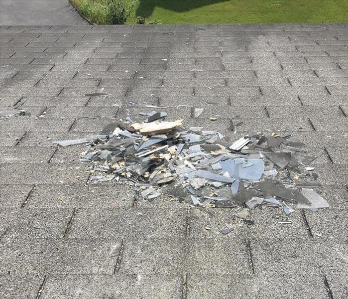 top of roof with glass shards second floor